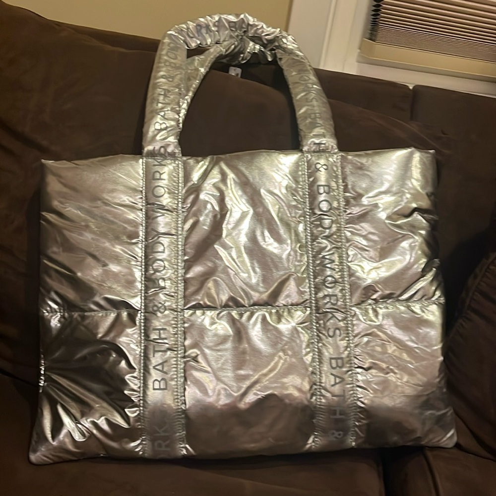 Bath & Body Works Silver Puffer Tote